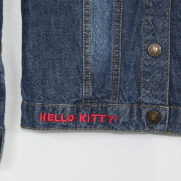Hello Kitty Girls Denim Jean Jacket with Rhinestone Kitty on Back Size 4T - Picture 6 of 7